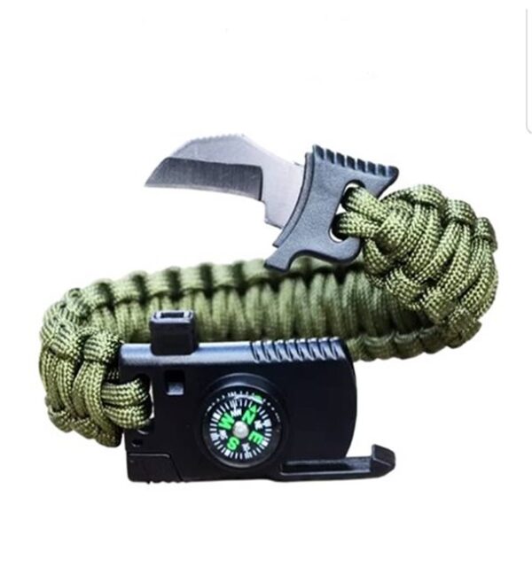 צמיד השרדות +סכין, מצפן ,משרוקית ואבן אש